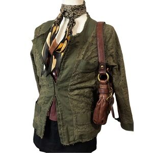 Odille Anthropologie Green Floral Cotton Jacket Vintage USA Made